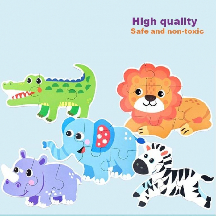 Set 6 puzzle in cutie metalică- ANIMALE DIN JUNGLĂ [2]