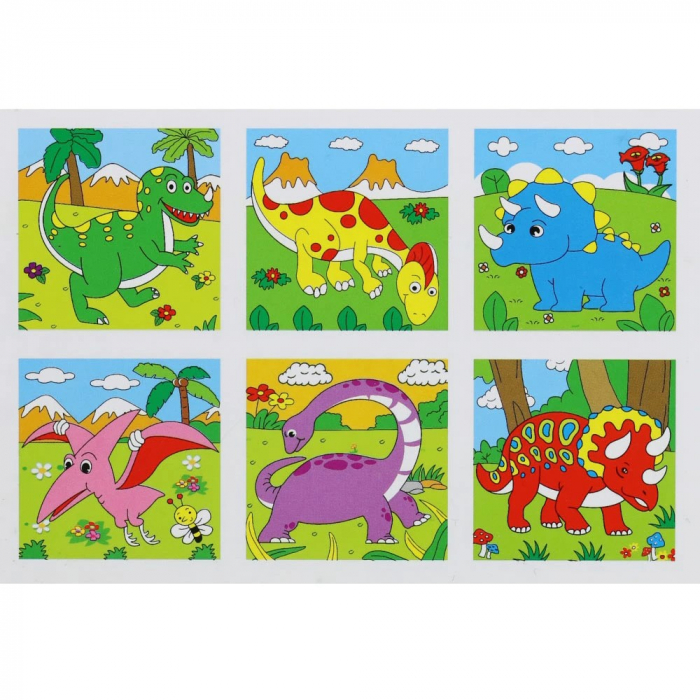 Set 9 cuburi din lemn cu puzzle dinozauri [3]