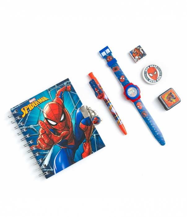 Set cadou cu ceas, Agenda si instrumente, Spider Man, 6 piese [2]