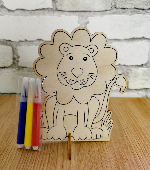Set creativ din lemn cu 3 carioci - ANIMALE [2]
