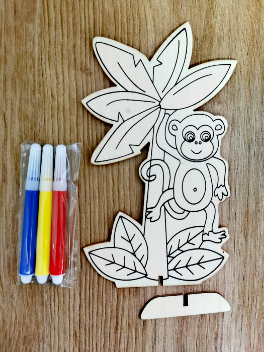 Set creativ din lemn cu 3 carioci - ANIMALE [5]