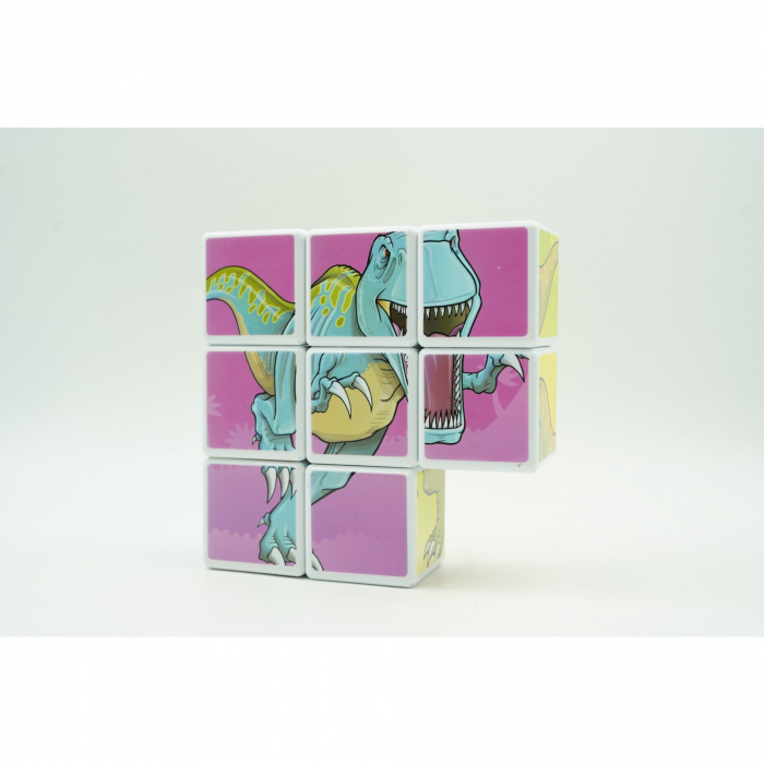 Set de 8 cuburi magnetice tip puzzle dinozauri [5]