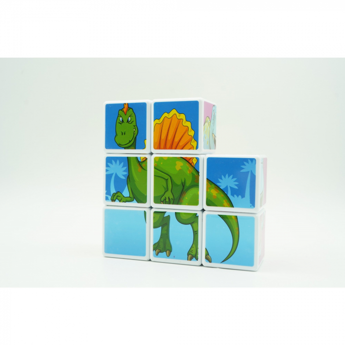 Set de 8 cuburi magnetice tip puzzle dinozauri [4]