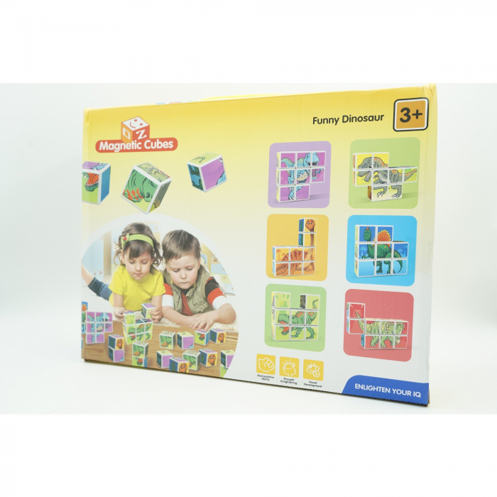 Set de 8 cuburi magnetice tip puzzle dinozauri [2]