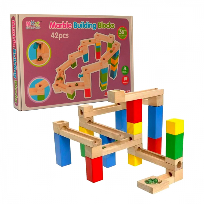 Set de construcţie din lemn Circuit cu bile - Marble Building Blocks [1]