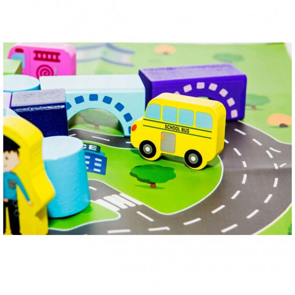 Set de constructie din lemn ORASELUL CU TRENURI - Train Railway City Blocks [5]