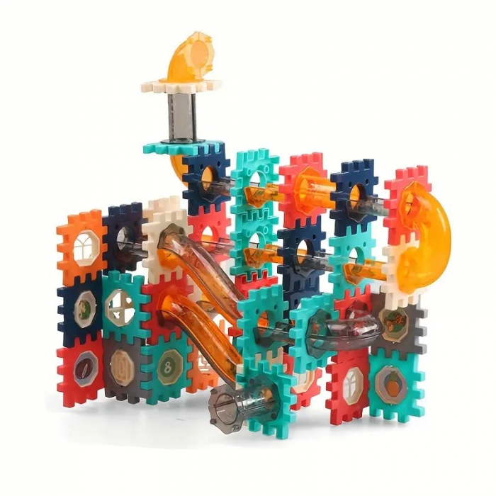 Set de construit cu piese de imbinat si tobogane cu bile Pipeline rolling ball building blocks 182 de piese [2]
