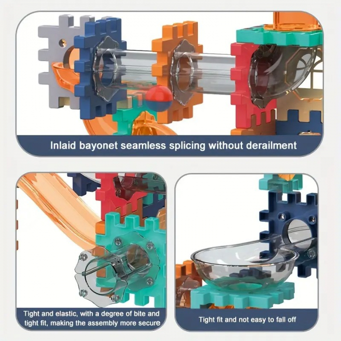 Set de construit cu piese de imbinat si tobogane cu bile Pipeline rolling ball building blocks 182 de piese [3]