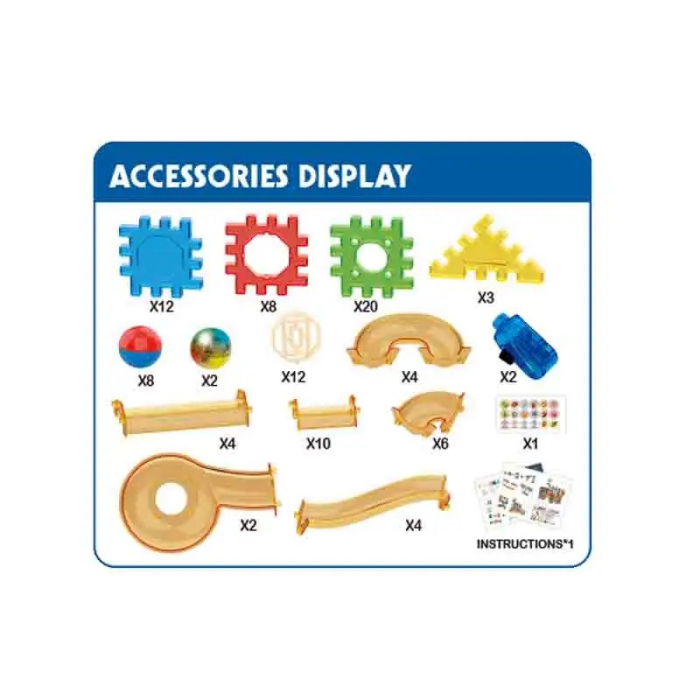 Set de construit cu piese de imbinat si tobogane cu bile si lumini LED Pipeline rolling ball building blocks 99 de piese [3]