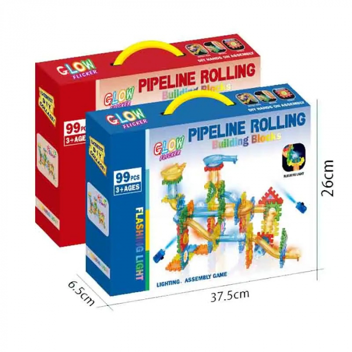 Set de construit cu piese de imbinat si tobogane cu bile si lumini LED Pipeline rolling ball building blocks 99 de piese [4]