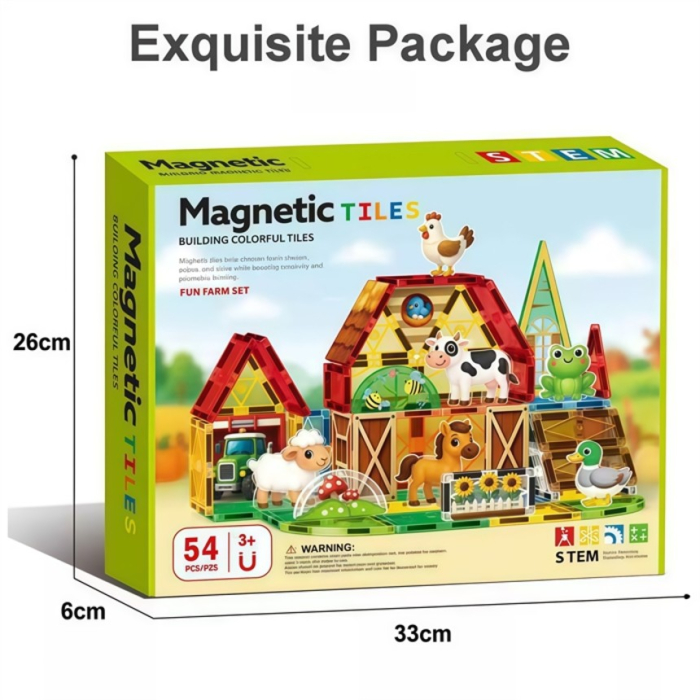 Set de construit cu piese magnetice Ferma vesela STEM Magnetic Tiles 54 de piese [4]