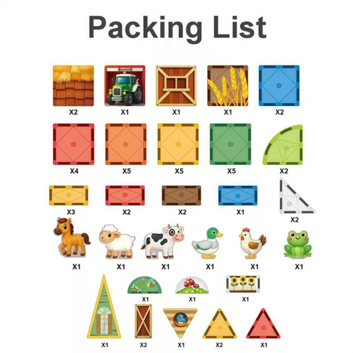 Set de construit cu piese magnetice Ferma vesela STEM Magnetic Tiles 54 de piese [3]