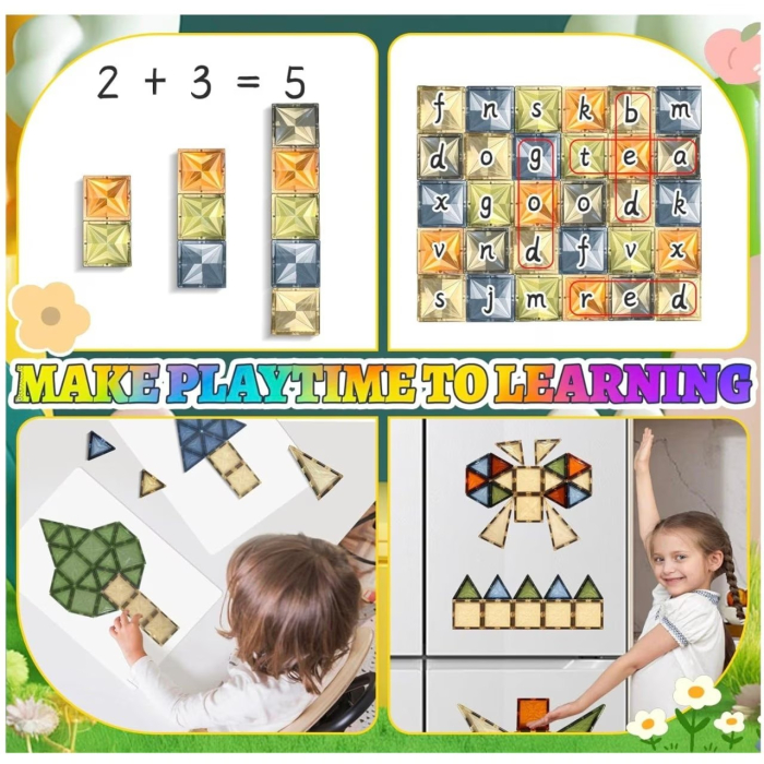 Set de construit cu piese magnetice Onshine Magnetic Tiles 100 de piese [9]