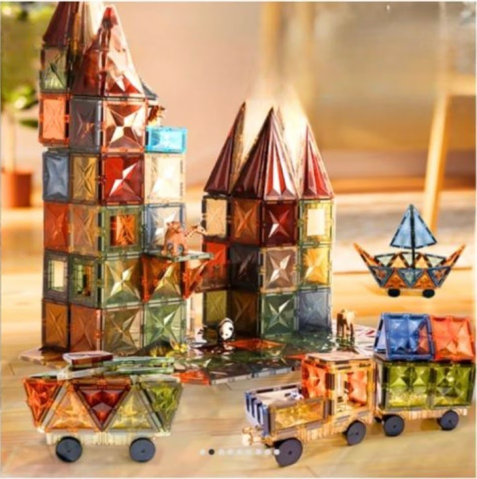 Set de construit cu piese magnetice Onshine Magnetic Tiles 100 de piese [5]