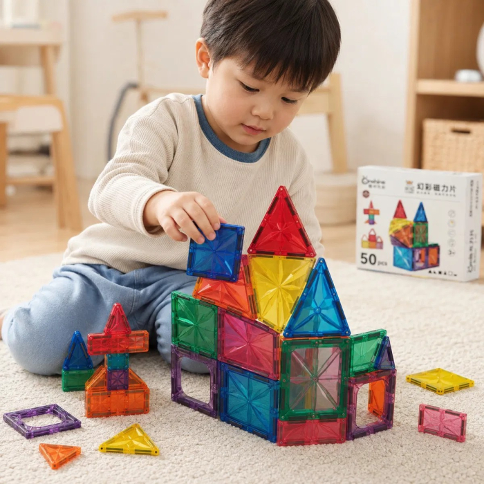 Set de construit cu piese magnetice Onshine Magnetic Tiles 50 de piese [4]