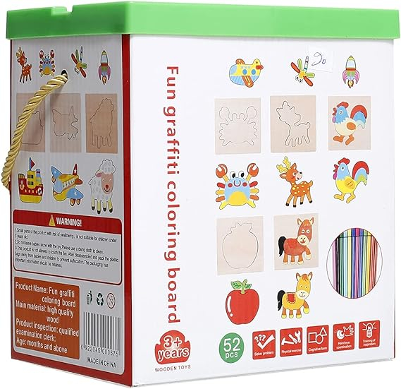 Set de creativitate cu sabloane din lemn si carioci Fun grafitti coloring board [4]
