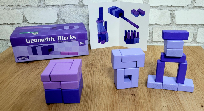 Set de cuburi de construit din lemn Geometric Blocks [2]