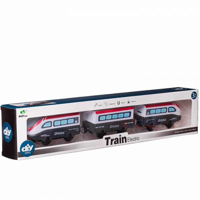 Set locomotiva electrica si 2 vagoane cu prindere magnetica Tren Orbital [2]