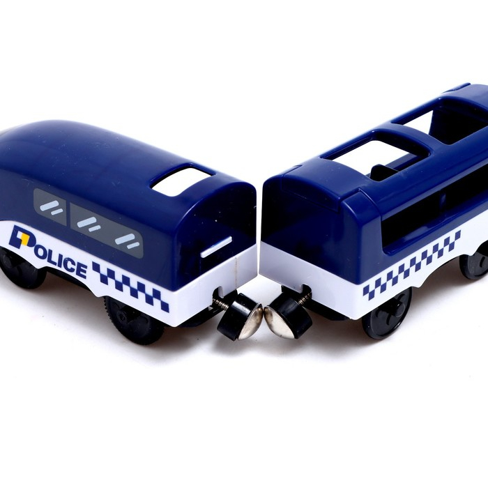 Set locomotiva electrica si 2 vagoane cu prindere magnetica Tren politie [3]
