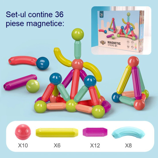 Set magnetic de construit MAGNETIC STICKS 36 piese STEM [2]