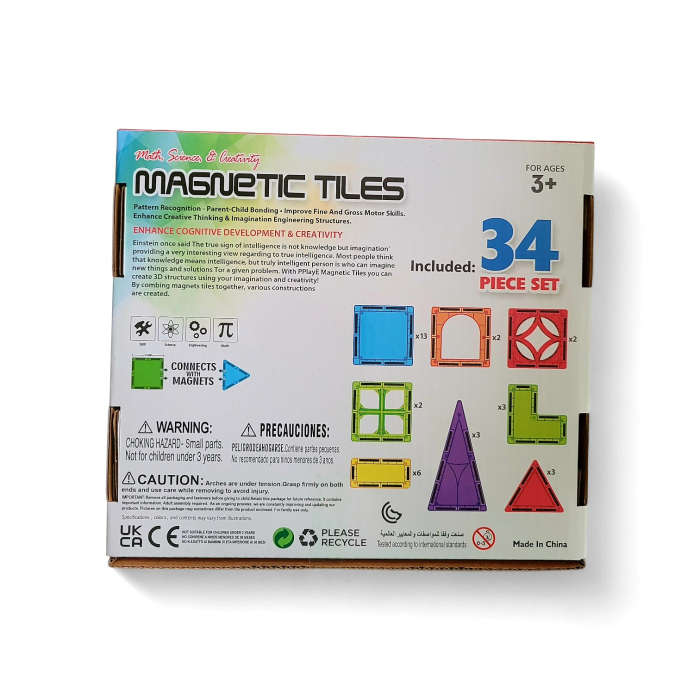 Set piese magnetice de construit din abs forme geometrice Magnetic Tiles 3D 34 de piese [2]