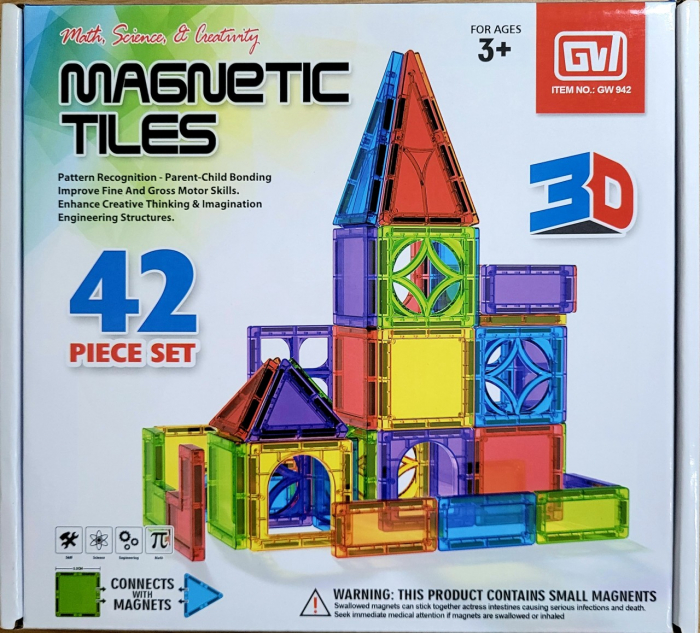 Set piese magnetice de construit din abs forme geometrice Magnetic Tiles 3D 42 de piese [1]