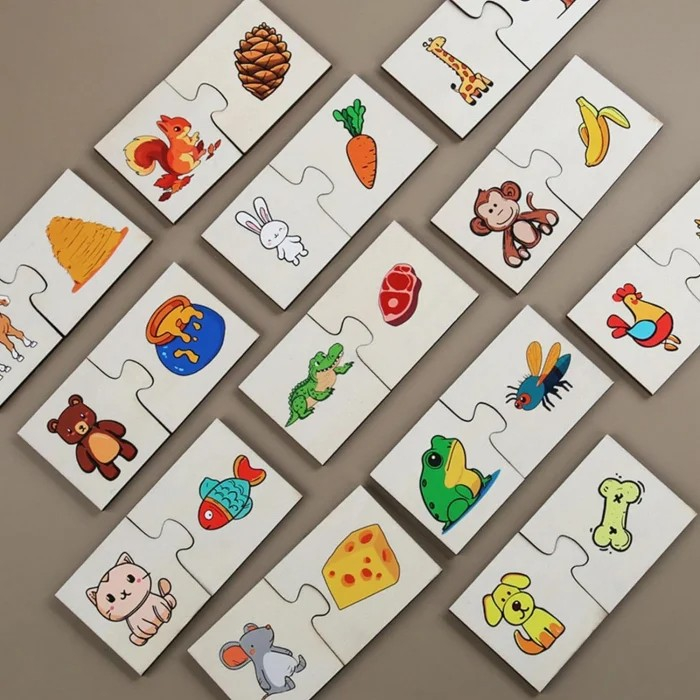 Set puzzle din lemn din 2 piese animale si alimentele preferate [2]