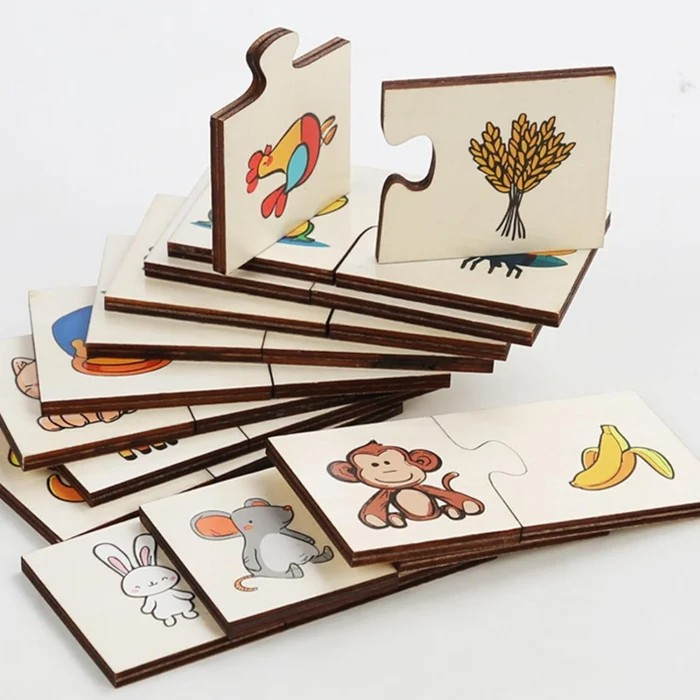 Set puzzle din lemn din 2 piese animale si alimentele preferate [6]