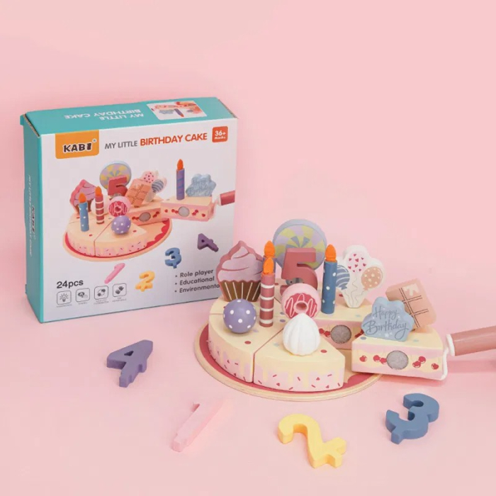 Set tort aniversar de jucarie din lemn My Little Birthday cake Kabi [2]