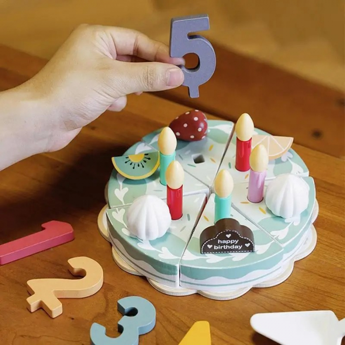 Set tort aniversar de jucarie din lemn My Little Birthday cake Kabi [4]