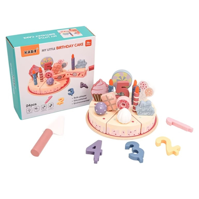 Set tort aniversar de jucarie din lemn My Little Birthday cake Kabi [1]