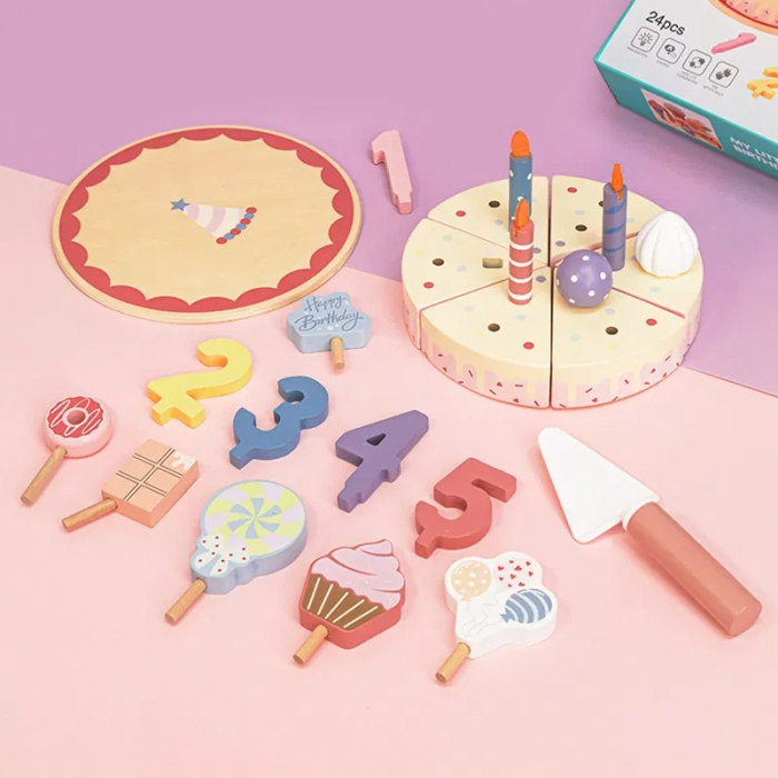 Set tort aniversar de jucarie din lemn My Little Birthday cake Kabi [4]