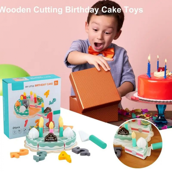 Set tort aniversar de jucarie din lemn My Little Birthday cake Kabi [3]