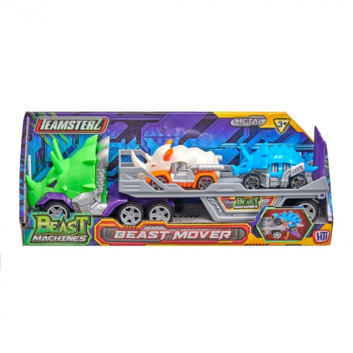 Transportator cu 2 masini, Teamsterz Beast Machines Mover, Alb-Albastru [1]