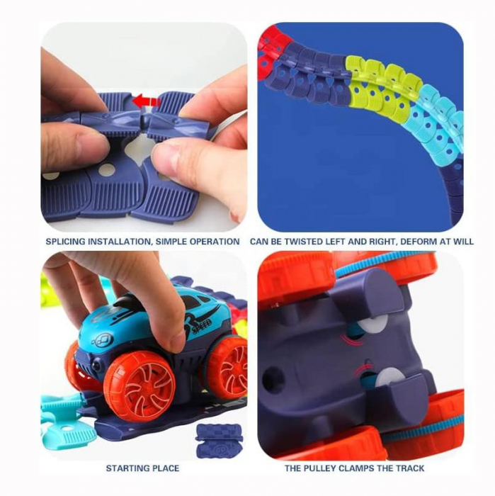 Traseu de masinute flexibil multicolor si masinuta cu caroserii interschimbabile 184 de piese [3]