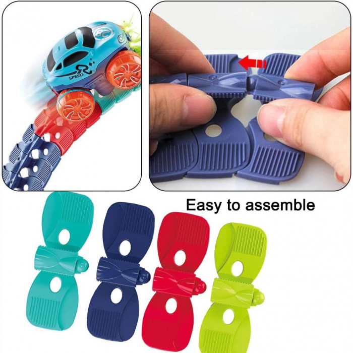 Traseu de masinute flexibil multicolor si masinuta cu caroserii interschimbabile 184 de piese [4]
