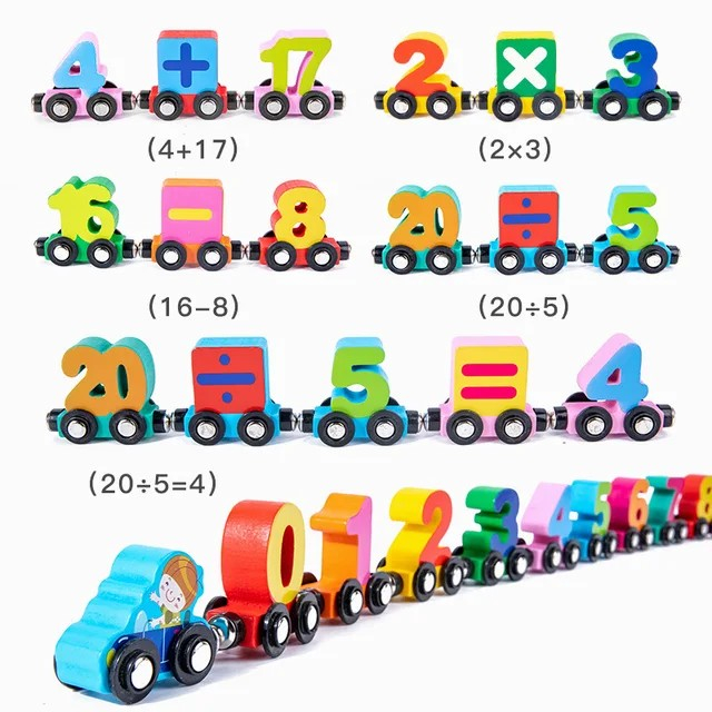 Trenulet din lemn cu prinderi magnetice numere Magnetic Digital Car [4]