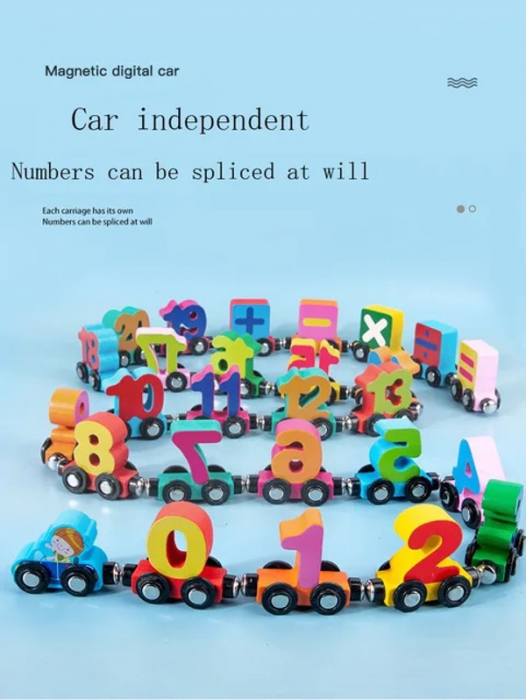 Trenulet din lemn cu prinderi magnetice numere Magnetic Digital Car [5]