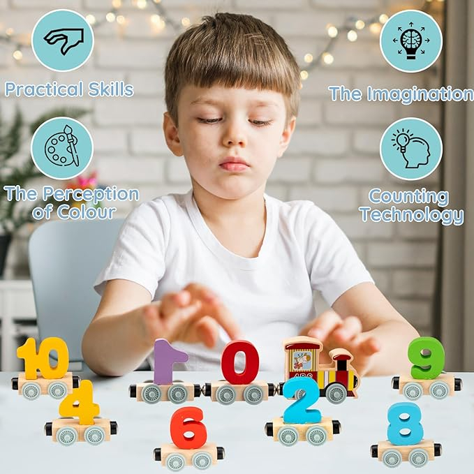 Trenuleţ din lemn cu vagoane numerotate de la 0 la 10 Digital Train [7]