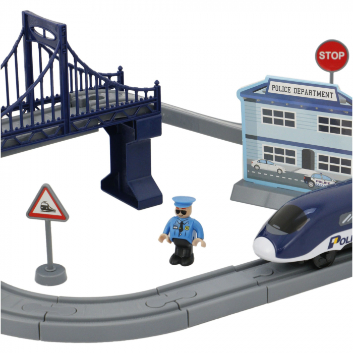 Trenulet electric cu sine si accesorii 66 de piese politie DIY Track police train [5]