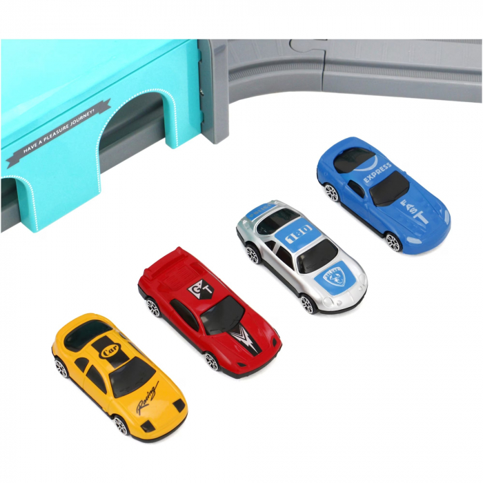 Trenulet electric cu sine si accesorii 92 de piese DIY Track city train [4]