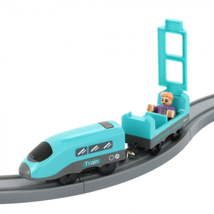 Trenulet electric cu sine si accesorii 92 de piese DIY Track city train [6]