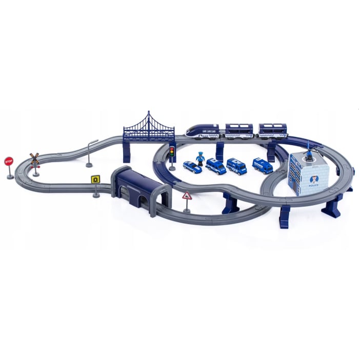 Trenulet electric cu sine si accesorii 92 de piese politie DIY Police train [4]