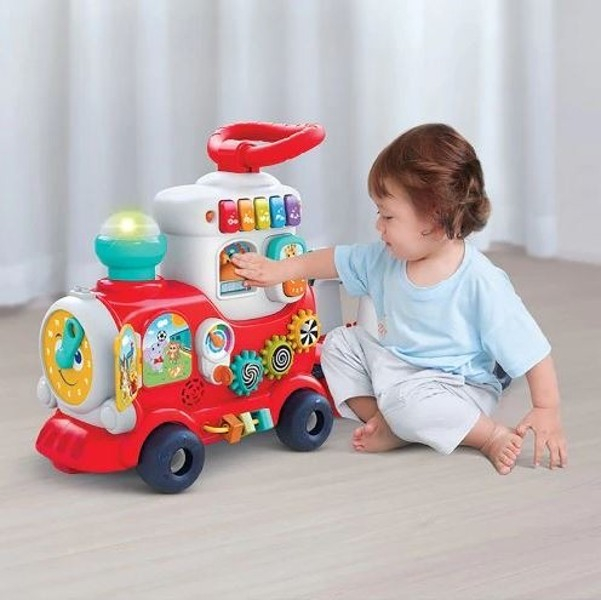 Trenulet interactiv 4 in 1 Hola Toys Push Walker & Ride-on Learning Train [2]