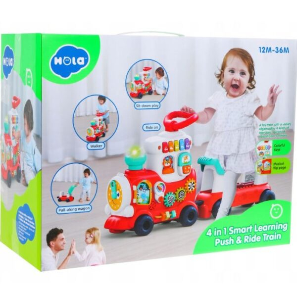Trenulet interactiv 4 in 1 Hola Toys Push Walker & Ride-on Learning Train [5]