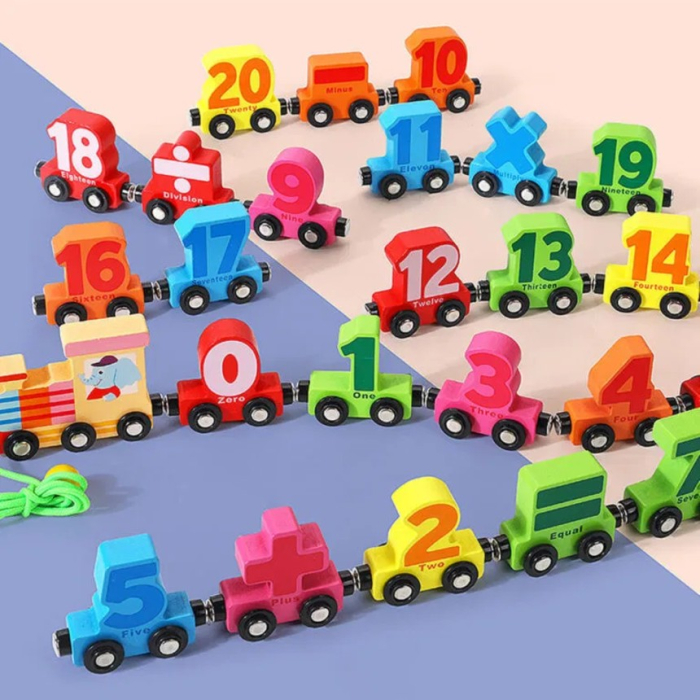 Trenulet magnetic din lemn cu cifre 2,19 m [2]