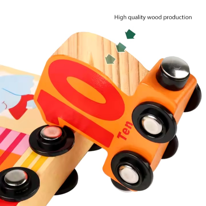 Trenulet magnetic din lemn cu cifre 2,19 m [9]