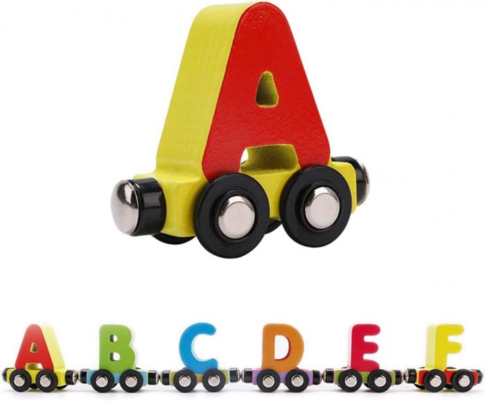 Trenulet magnetic din lemn cu litere 2,18 m [9]