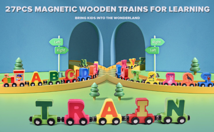 Trenulet magnetic din lemn cu litere 2,18 m [3]