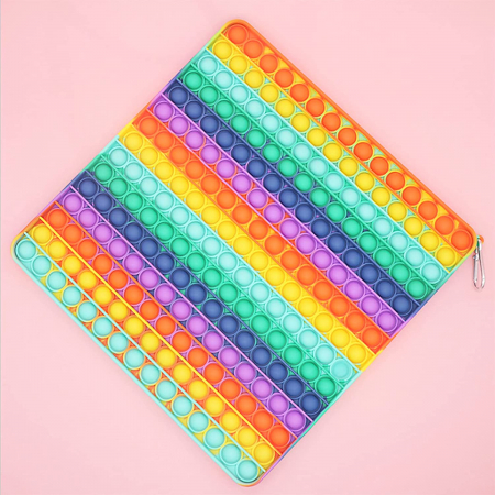 Jucării senzoriale - Jucărie senzorială POP IT uriaș, multicolor, formă pătrată, 225 bule